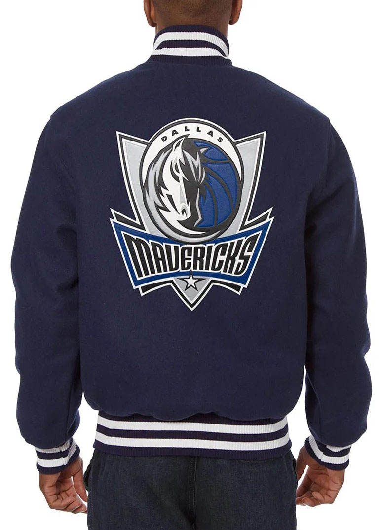 Dallas Mavericks Navy Blue Varsity Wool Jacket 2 Dallas Mavericks Navy Blue Varsity Wool Jacket