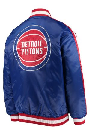 Detroit Pistons Striped Varsity Blue Satin Jacket