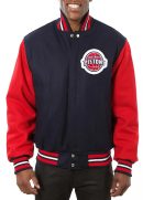 Detroit Pistons Two-Tone Navy/Red Varsity Wool Jacket