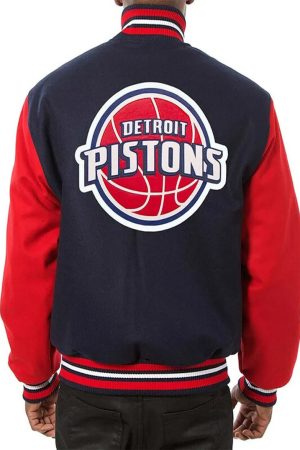 Detroit Pistons Two-Tone Navy/Red Varsity Wool Jacket