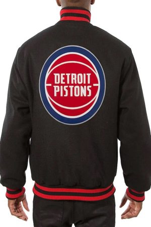 Detroit Pistons Varsity Black Wool Jacket.