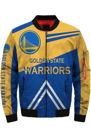 Golden State Warriors Yellow and Blue Bomber Jacket