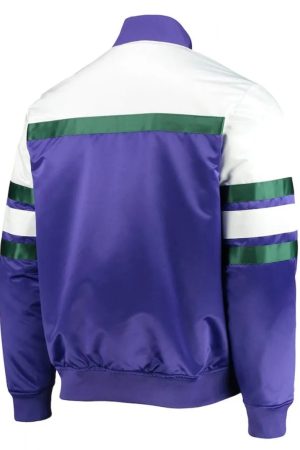 Hardwood Classics Script Milwaukee Bucks Purple Satin Jacket