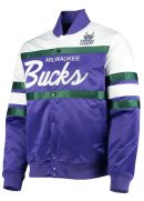 Hardwood Classics Script Milwaukee Bucks Purple Satin Jacket