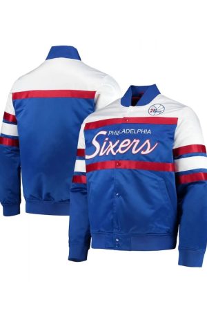 Hardwood Classics Script Philadelphia Satin Full-Snap Jacket
