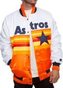 Houston Astros White And Orange Satin Jacket