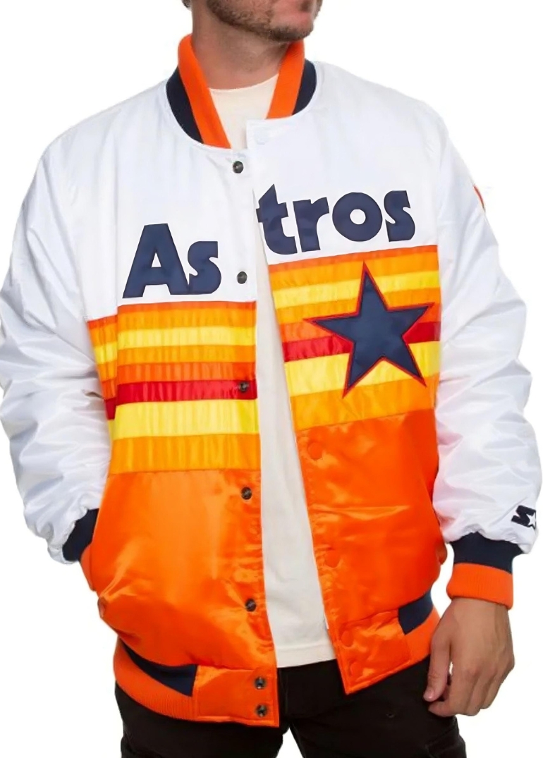 Houston Astros White And Orange Satin Jacket 1 Houston Astros White And Orange Satin Jacket