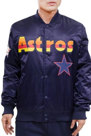 Houston Astros Wordmark Satin Varsity Jacket