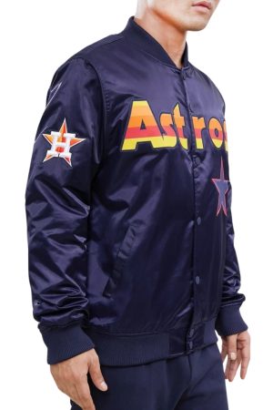 Houston Astros Wordmark Satin Varsity Jacket