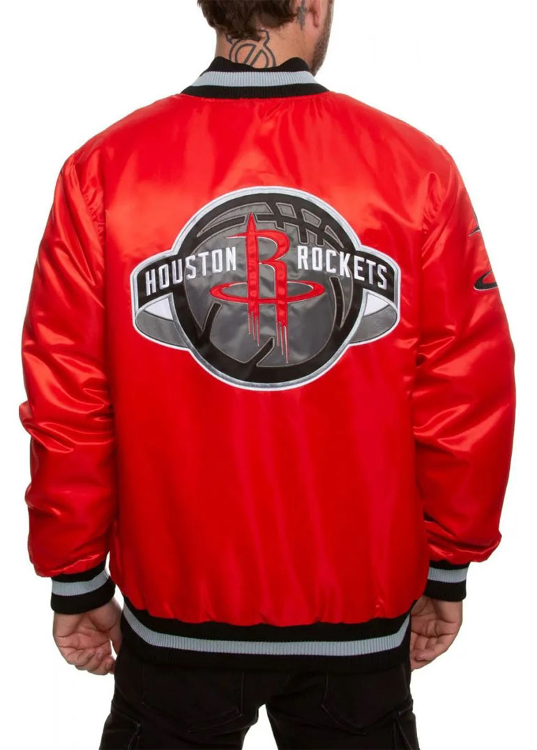 Houston Rockets Bomber Red Jacket 2 Houston Rockets Bomber Red Jacket