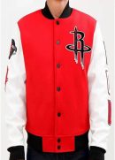 Houston Rockets Full Snap Red and White Jacket