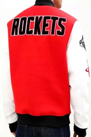Houston Rockets Full Snap Red and White Jacket