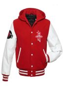 Houston Rockets NBA Varsity Red and White Hooded Jackets