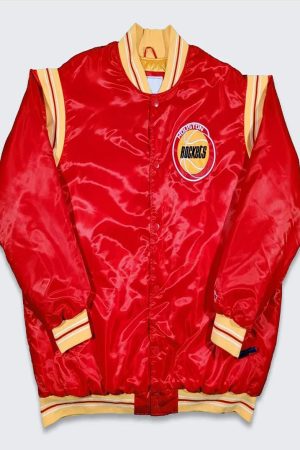 Houston Rockets Teddy Red Varsity Satin Jacket