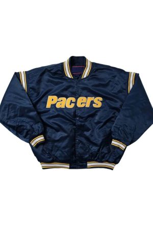 Indiana Pacers Navy Varsity Satin Jacket