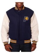 Indiana Pacers Navy and White Varsity Jacket