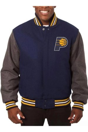 Indiana Pacers Navy_Charcoal Varsity Wool Jacket