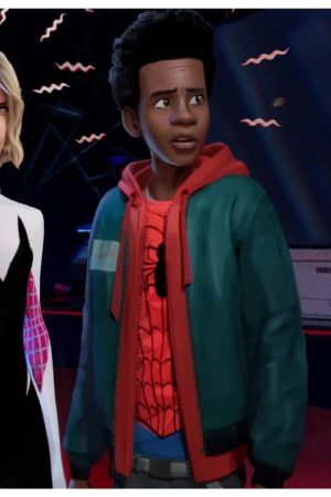 Into The Spider Verse Miles Morales Jacket with Red Hoodie