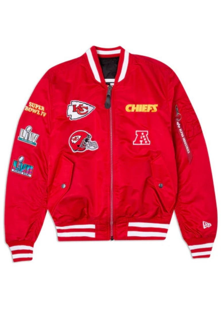 Kansas City Chiefs Red Bomber Ma-1 Satin Jacket 1 Kansas City Chiefs Red Bomber Ma-1 Bomber Satin Jacket