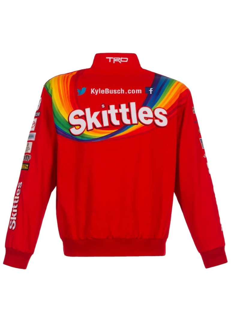 Kyle Busch Skittles Full-Snap Twill Jacket – Red 2 Kyle Busch Skittles Full-Snap Twill Jacket