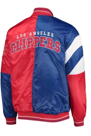 LA Clippers Color Block Satin Red and Blue Jacket