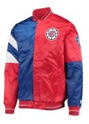 LA Clippers Color Block Satin Red and Blue Jacket
