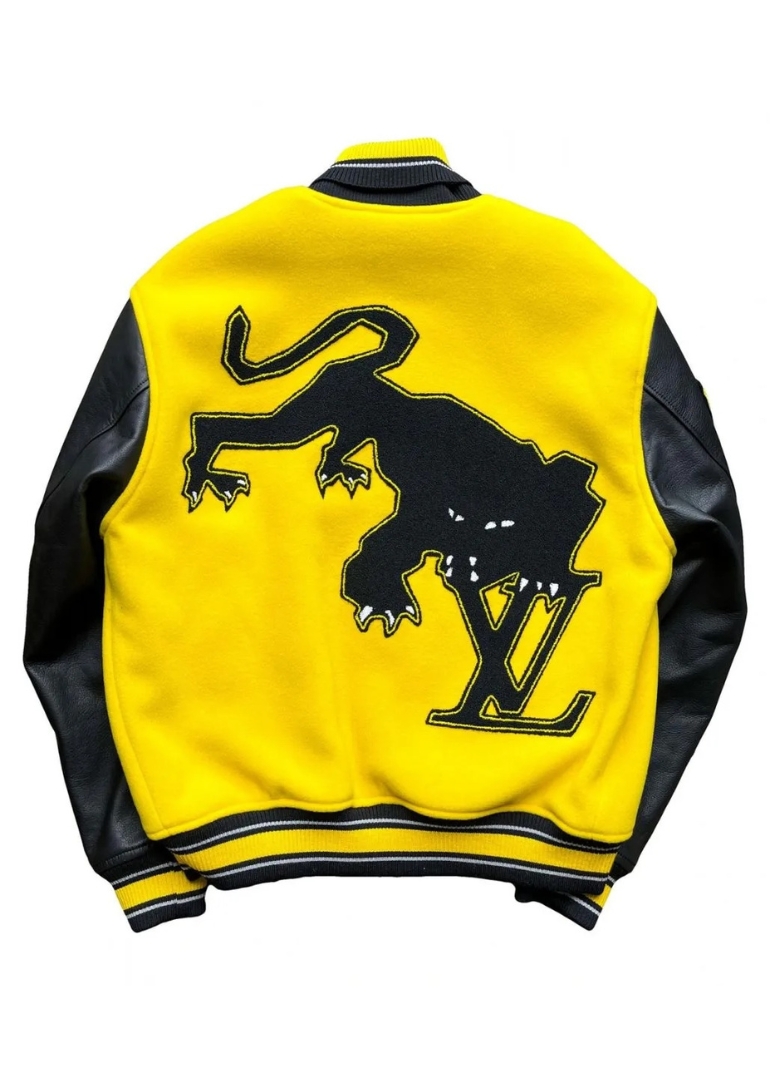 LV Letterman Yellow and Black Leather Jacket 2 LV Letterman Yellow and Black Jacket