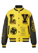 LV Letterman Yellow and Black Leather Jacket