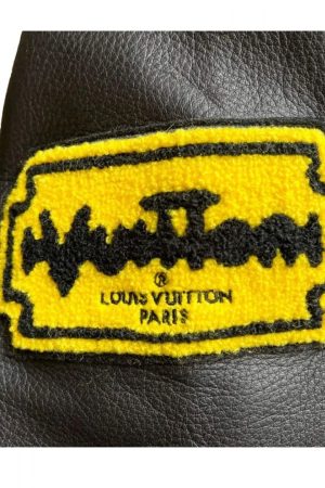 LV Letterman Yellow and Black Leather Jacket