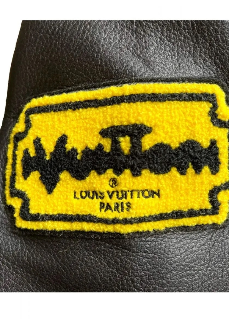 LV Letterman Yellow and Black Leather Jacket 4 Letterman Yellow and Black Leather Jacket