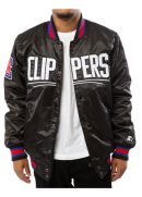 Los Angeles Clippers Black Satin Bomber Jacket