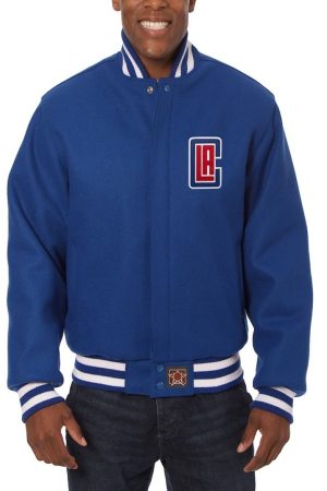 Los Angeles Clippers JH Design Blue Wool Varsity Jacket