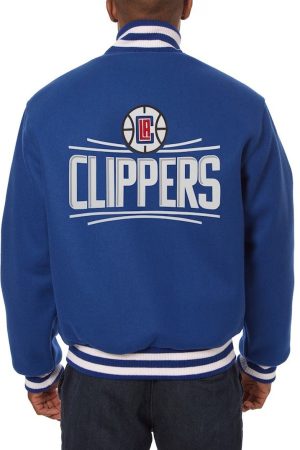 Los Angeles Clippers JH Design Blue Wool Varsity Jacket