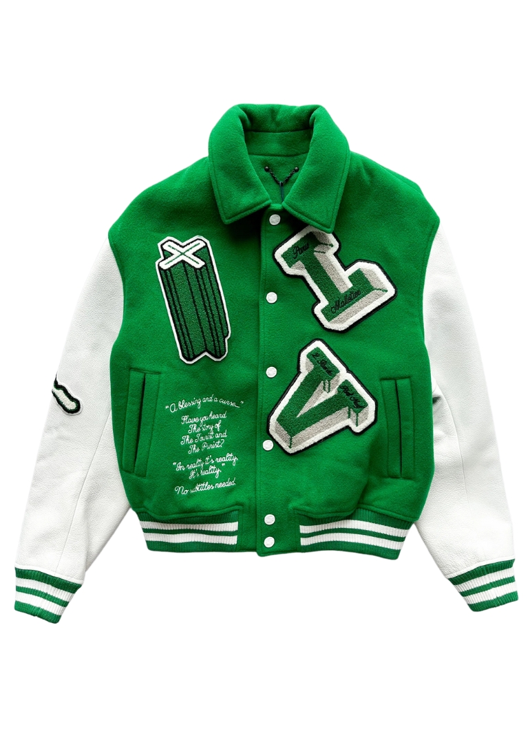 Louis Vuitton Green Varsity Jacket 1 Louis Vuitton Green Varsity Bomber Jacket For Mens And Womens