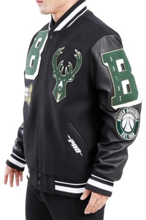 Mashup Milwaukee Bucks Varsity Black Jacket