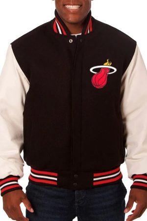 Miami Heat Black and White Varsity Jacket