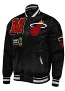 Miami Heat Mash Up Bomber Black Satin Jacket