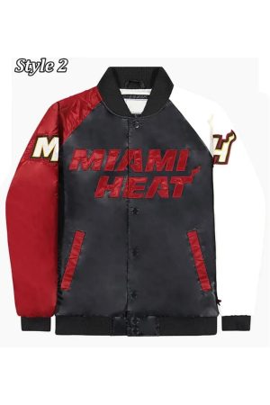 Miami Heat Reliever Full-Snap Black and Red Satin Jacket
