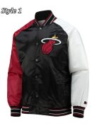 Miami Heat Reliever Full-Snap Black and Red Satin Jacket