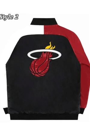 Miami Heat Reliever Full-Snap Black and Red Satin Jacket