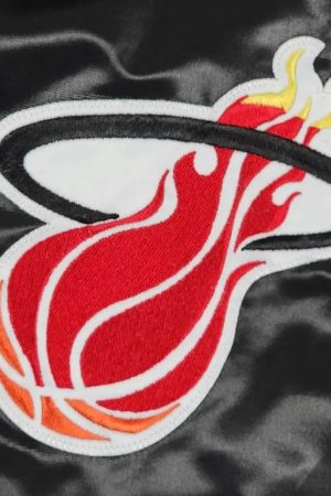 Miami Heat Teddy Black Varsity Satin Jacket