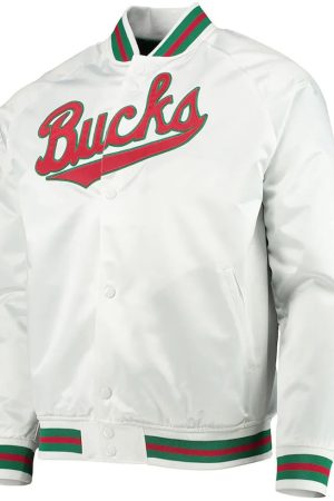 Milwaukee Bucks Hardwood Classics White Satin Jacket