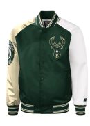Milwaukee Bucks Hunter Green and Cream Varsity Jacket
