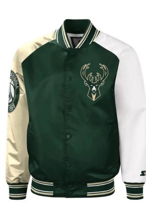 Milwaukee Bucks Hunter Green and Cream Varsity Jacket