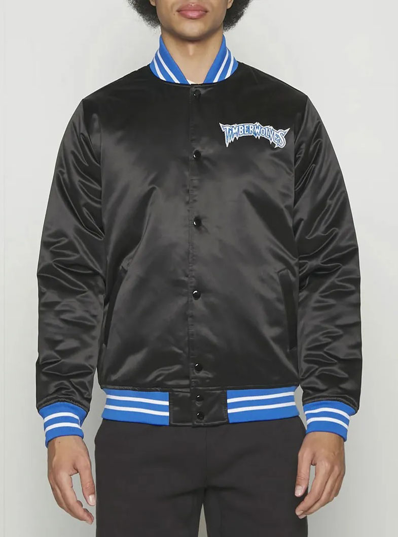 Minnesota Timberwolves Heavyweight Satin Jacket 1 Minnesota Timberwolves Heavyweight Satin Jacket