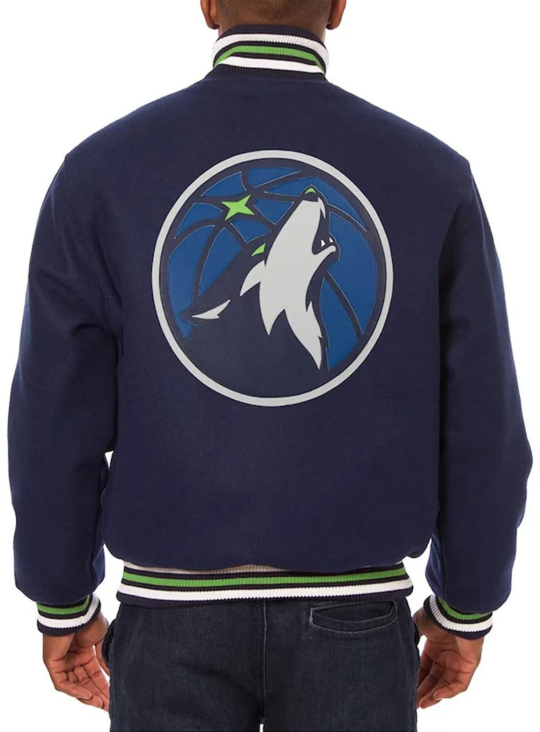 Minnesota Timberwolves Navy Varsity Wool Jacket 2 Minnesota Timberwolves Navy Varsity Wool Jacket