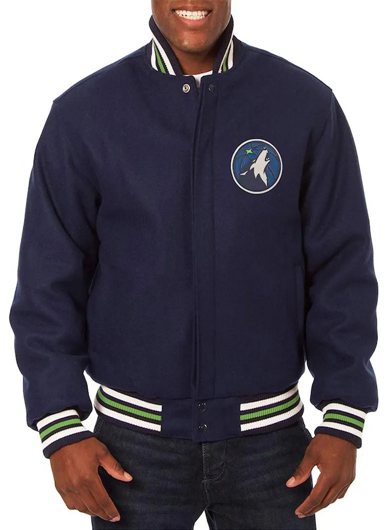 Minnesota Timberwolves Navy Varsity Wool Jacket 1 Minnesota Timberwolves Navy Varsity Wool Jacket