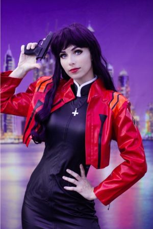 Misato Katsuragi Evangelion Red Leather Jacket