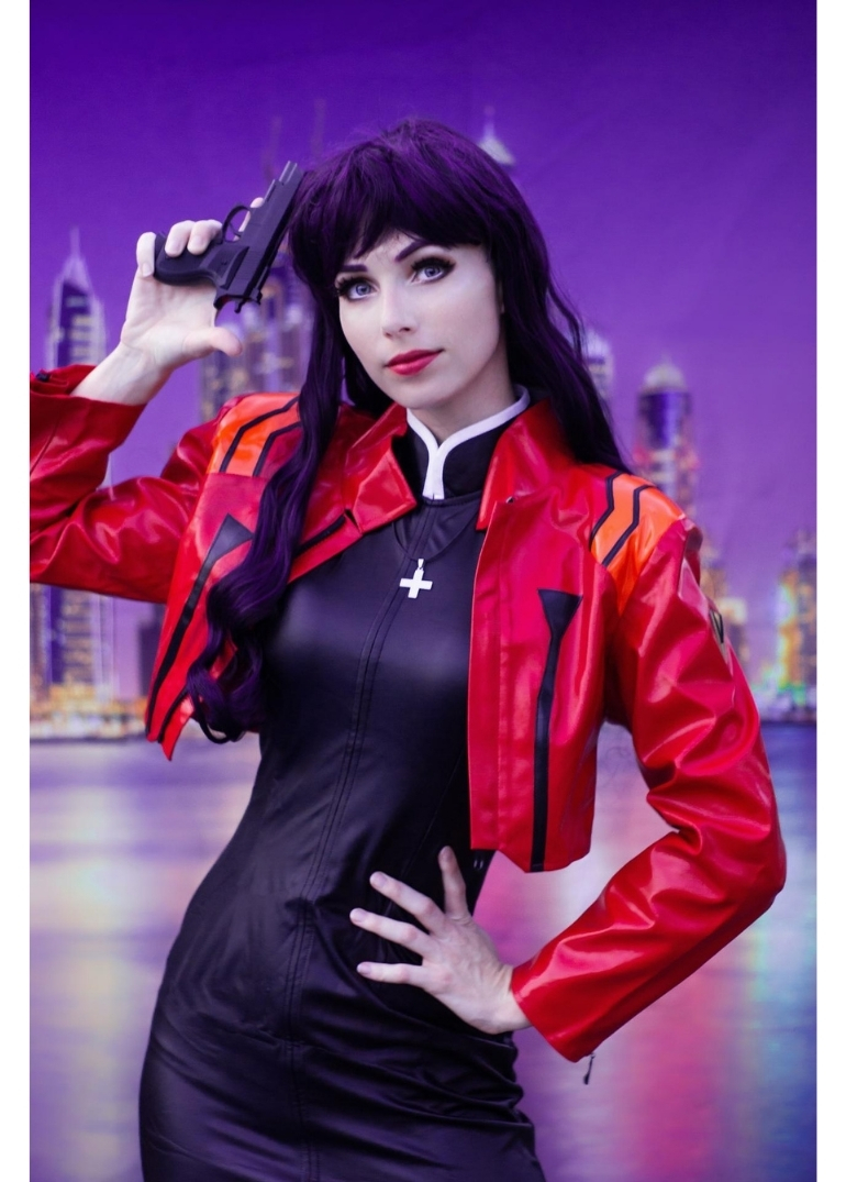 Misato Katsuragi Evangelion Red Leather Jacket 2 Misato Katsuragi Evangelion Red Jacket
