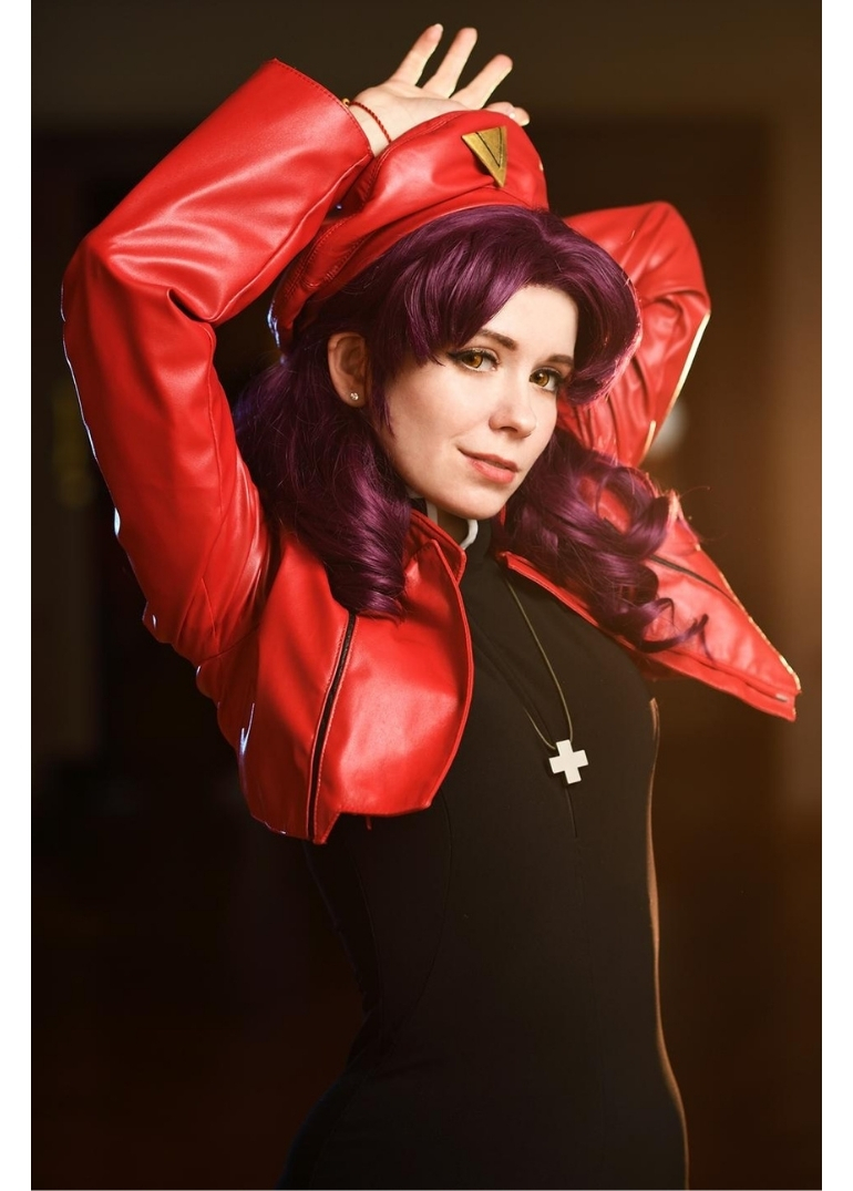 Misato Katsuragi Evangelion Red Leather Jacket 1 Misato Katsuragi Evangelion Red Leather Jacket
